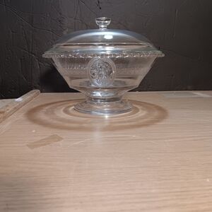 Venus And Cupid Footed Compote Bowl Antique Glass￼ 1880s